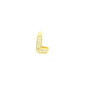 Macro shot of gold-plated letter L pendant with pavé white zircon stones