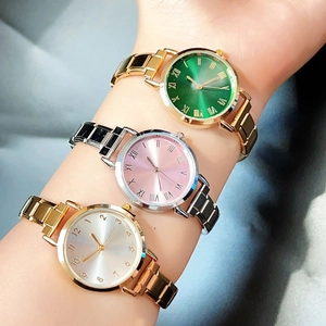 Damen Mode Quarzuhr Edelstahl Armband Strass Römische Zahlen Sternenhimmel Zifferblatt Lässige Armbanduhr Für Frauen