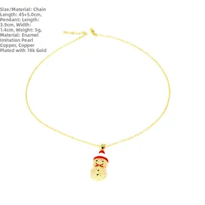 Detaillierte Größenangaben für eine Schneemann-Halskette mit Maßen und Gold-Finish