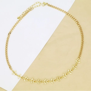 Golden necklace with sparkling airplane pendants and adjustable lobster clasp closure
