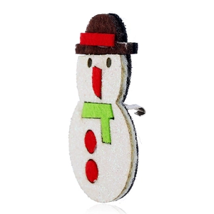 Christmas snowman fabric brooch with red scarf and glitter felt finish on white base