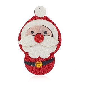 Vintage Christmas Santa Claus Brooch Red Glitter Cloth Pin With Yellow Rhinestone Holiday Fashion Jewelry For Women Gift