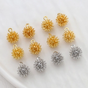 14k Gold Plated Copper Bayberry Ball Sea Urchin Starburst Pendants For DIY Jewelry Making Necklaces Bracelets Accessory