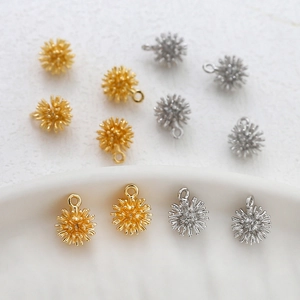 14k gold and silver plated spherical urchin pendants for DIY jewelry making