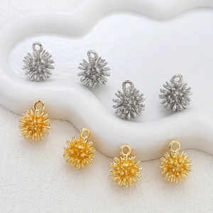 Set of 8 gold and silver 14k plated bayberry ball charms for jewelry making and DIY crafts