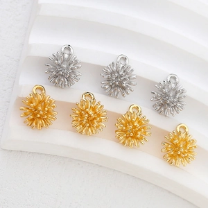 14k gold and silver flower ball charms for DIY jewelry making of necklaces and bracelets