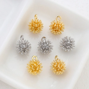 Set of 14k gold and silver ball pendants for DIY handmade jewelry crafts