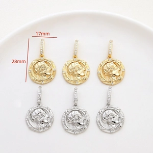 Detailansicht von 17mm Münzanhängern in Gold und Silber mit Maßangaben für Schmuck