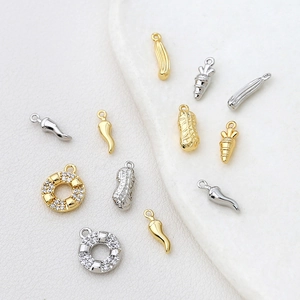 Pendentifs plaqués or 14k en forme de fruits et légumes pour création de bijoux DIY