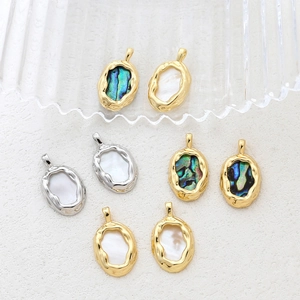 14k gold filled natural mother of pearl and abalone shell pendants for DIY jewelry making