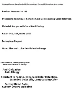Paramètres techniques détaillés pour l'accessoire pendentif fillette plaqué or 14 carats