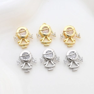 Pendentifs fille plaqués or 14 carats avec zircon brillant pour bijoux artisanaux