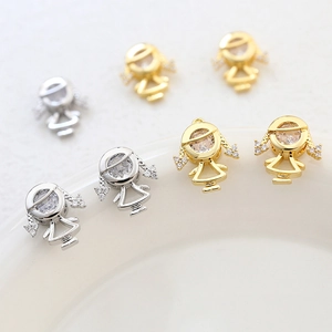 Pendentif fille plaqué or 14k avec zircon pour colliers et bracelets DIY créatifs