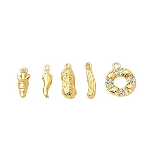 Pendentifs fruits et légumes plaqués or 14k pour création de bijoux DIY et colliers
