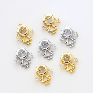 Pendentifs fille plaqués or 14k avec zircon pour la création de bijoux DIY