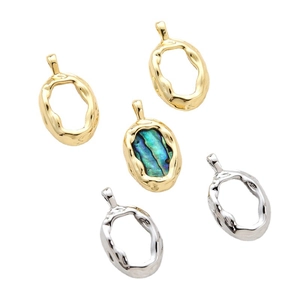 Irregular 14k gold-plated DIY jewelry pendants with natural abalone shell inlays