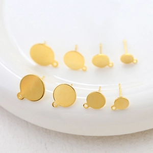 Vergoldete 14k DIY-Ohrstecker-Rohlinge mit Öse in vier verschiedenen Größen