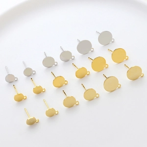 Flache 14k vergoldete Ohrstecker-Rohlinge mit Ösen in Gold und Silber für DIY-Schmuck