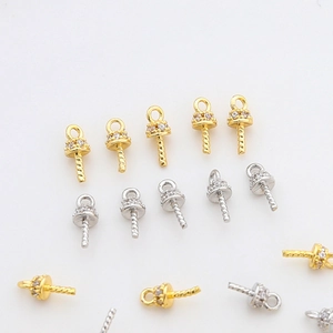 Gold and silver pearl pendant bails with micro-pave cubic zirconia for DIY jewelry making