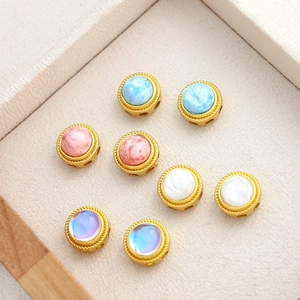 Cuentas de esmalte bañadas en oro hechas a mano con textura de cuerda para joyería