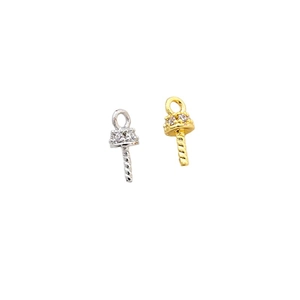 Gold and silver plated screw eye pins with zircon pavé bail for DIY jewelry making