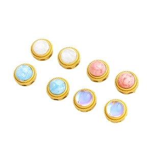 Cuentas espaciadoras redondas de esmalte dorado con textura de mármol para joyas DIY
