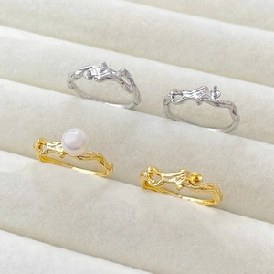 Gold and silver vine-style ring settings for DIY jewelry making with pearl mounting