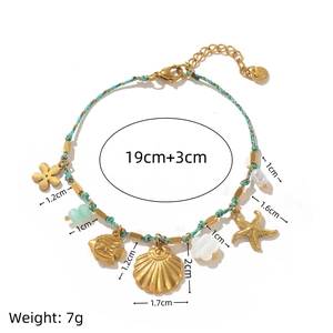 Detailliertes Meeres-Armband mit Seestern-Anhängern, Größe 19cm+3cm, Gewicht 7g, Gold