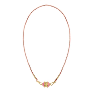 Collar de cuerda trenzada bicolor con colgante de corazón en esmalte rosa y cristales