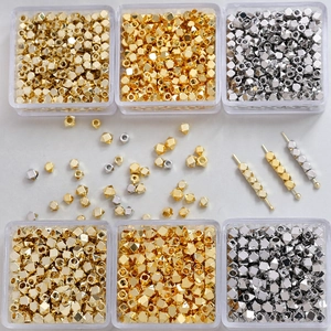 14K Gold Plated Copper Faceted Square Spacer Beads For DIY Handcrafted Necklace Bracelet Earring Jewelry Making Accessories