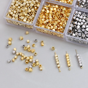 14K gold plated faceted cube beads for DIY necklace and earring jewelry making