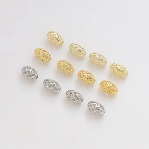 Cuentas ovaladas huecas enchapadas en oro de 14K y plata para bisutería artesanal
