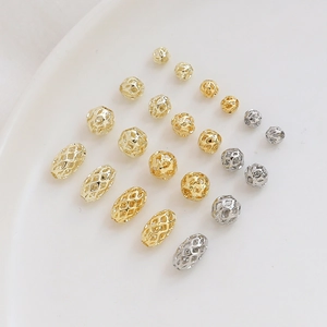 Cuentas de malla hueca bañadas en oro de 14K y plata para bisutería y diseños DIY