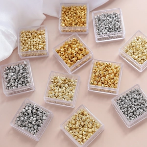 14k gold plated textured round beads in gold and silver for DIY jewelry making accessories