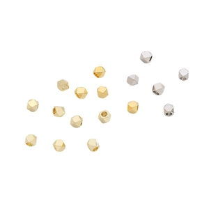 Faceted geometric metal spacer beads in gold and silver for DIY jewelry crafting