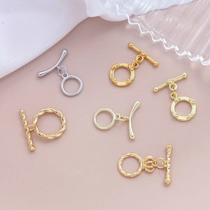 Fermoirs à bascule OT plaqués or 14K en styles variés pour la création de bijoux DIY
