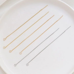 14K 18K Gold Plated Copper Tassel Ear Threads For DIY Jewelry Making Minimalist Link Chain Earring Findings For Women Girls