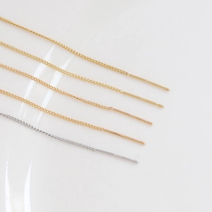 Minimalist 14K gold plated tassel chain earrings set in gold, rose gold and silver finish