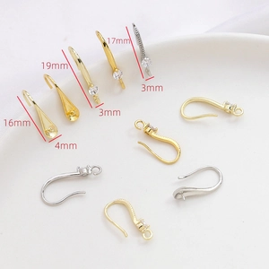 Ganchos para pendientes de oro 14k con circonita para joyería DIY en varios tamaños