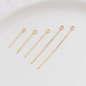 Alfileres de ojo chapados en oro de 14k en cinco longitudes para bisutería DIY y cuentas