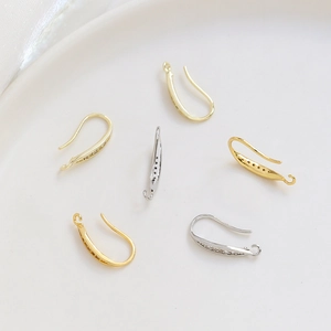 U-shaped zircon paved gold plated earring hooks for DIY jewelry making accessories
