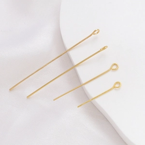 Alfileres de ojo bañados en oro de 14k en cuatro tamaños para joyería DIY sobre seda