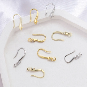 Ganchos para pendientes bañados en oro de 14k con circonita para bisutería DIY