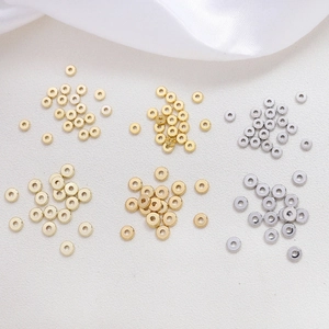 Cuentas espaciadoras redondas y planas bañadas en oro de 14K en oro, oro rosa y plata
