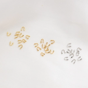 Protectores de hilo en forma de U para joyería en acabado de oro de 14k y plata fina