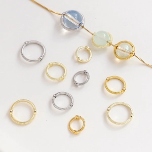 Anillos de Cobre Chapados en Oro Con Textura de Cuerda Doble Agujero DIY Envoltura de Perlas Artificiales Accesorios de Joyería