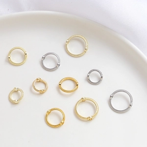 Marcos de cuentas texturizados bañados en oro 14K con agujeros dobles para bisutería DIY