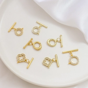 Verschiedene 14k vergoldete Knebelverschlüsse und OT-Verbinder für DIY-Schmuckhalsketten
