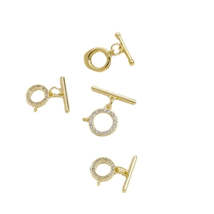 Vergoldete Knebelverschlüsse mit Zirkonia-Steinen für die DIY-Halskettenherstellung