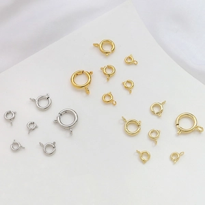 Cierres de anillo de resorte bañados en oro de 14k en varios tamaños para joyería DIY